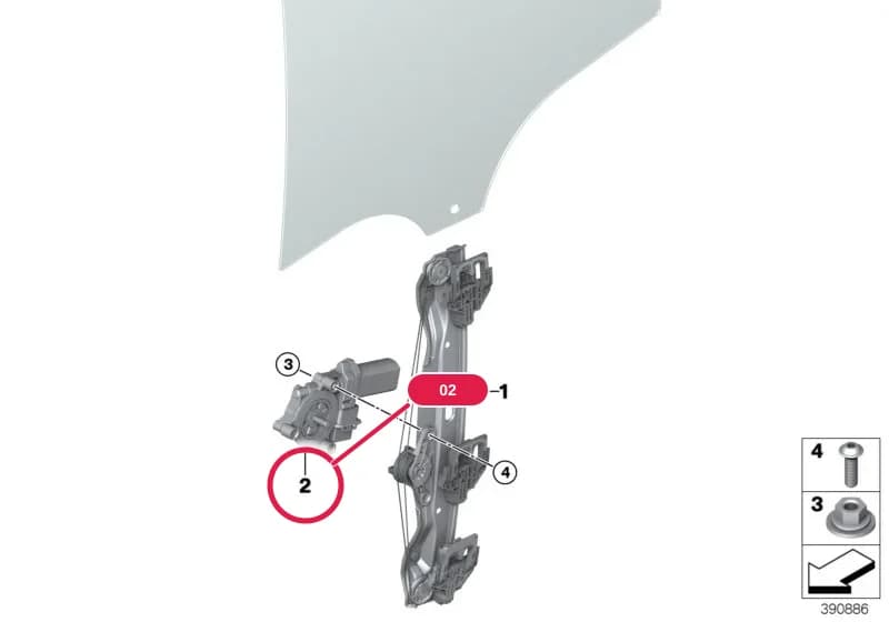 Drive for window lifter — BMW 2 F45 Active Tourer — 51 Vehicle trim › 51_1440 DOOR WINDOW LIFTING MECHANISM REAR