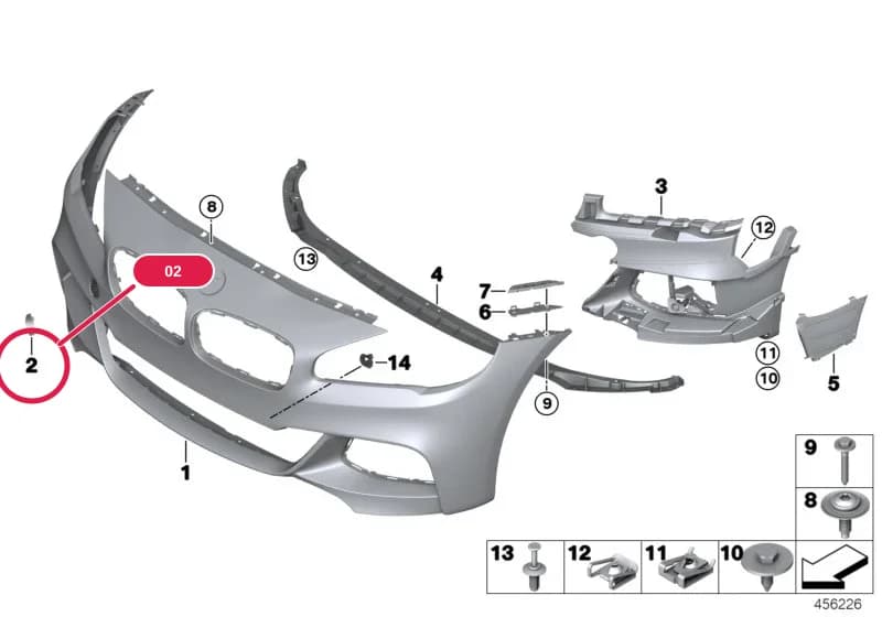Flap, towing eye, primed — BMW 2 F45 Active Tourer — 51 Vehicle trim › 51_1542 M trim panel, front