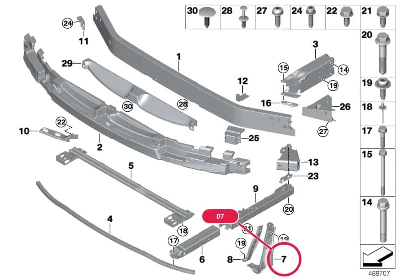 Vertical strut, left — BMW 1 F52 — 51 Vehicle trim › 51_9789 Support, front