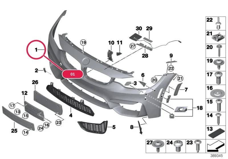Panel, bumper, primed, front — BMW 3 F80 M3 — 51 Vehicle trim › 51_9763 M trim panel, front
