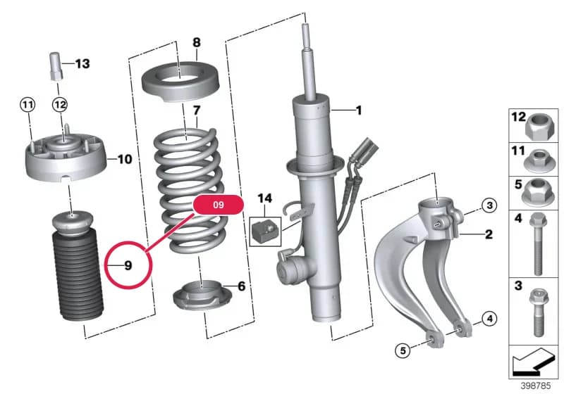 Additional damper w/ prot. tube, front — BMW X5 M F85 — 31 Front Axle › 31_1176 Spring strut, front VDC / mounting parts
