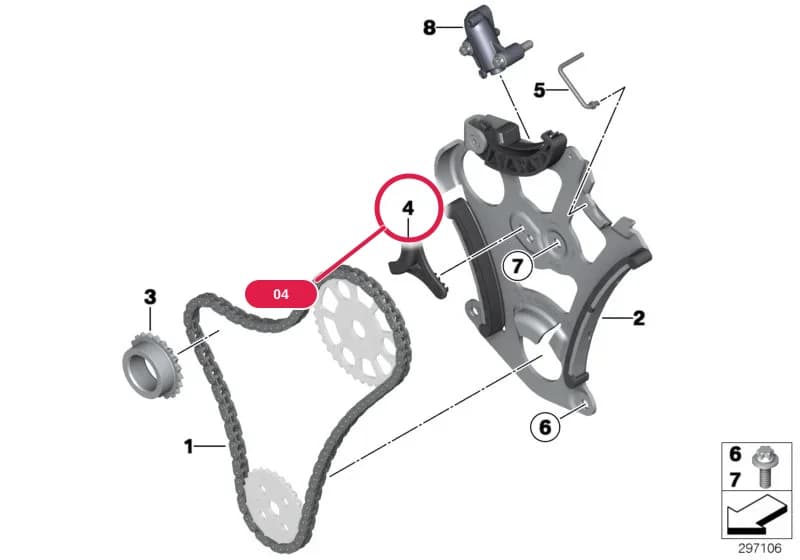 Securing f engine sprocket — BMW 2 F87 M2 — 11 Engine › 11_4464 Lubrication system/Oil pump drive