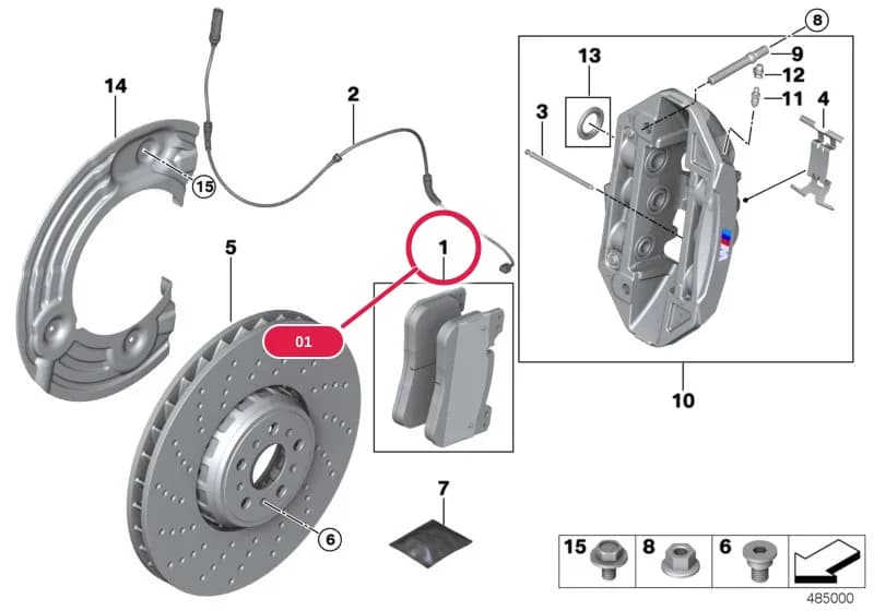 Repair kit, brake pads asbestos-free — BMW 5 F90 M5 — 34 Brakes › 34_2548 Front wheel brake