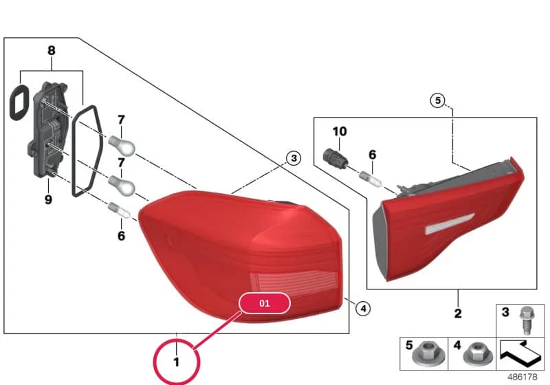 Rear light in the side panel, right — BMW X3 G01 — 63 Lighting › 63_1868 Rear light