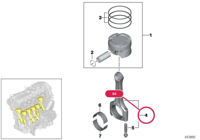 SET CONNECTING ROD — BMW 6 G32 GT — 11 Engine › 11_6428 Crankshaft drive-connecting rod/piston