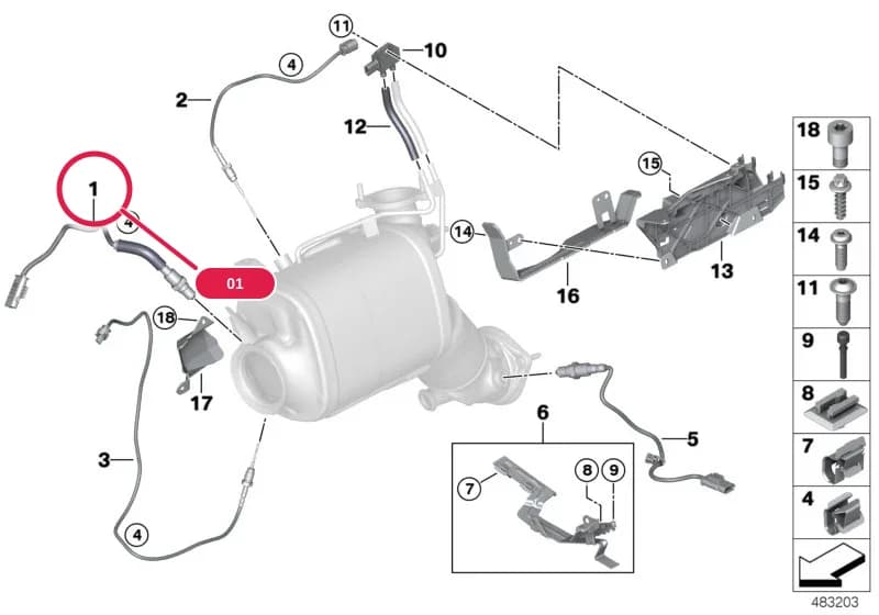 Oxygen sensor — BMW 6 G32 GT — 13 Fuel Preparation System › 13_1833 Diesel partic.filt.sens./mount.parts