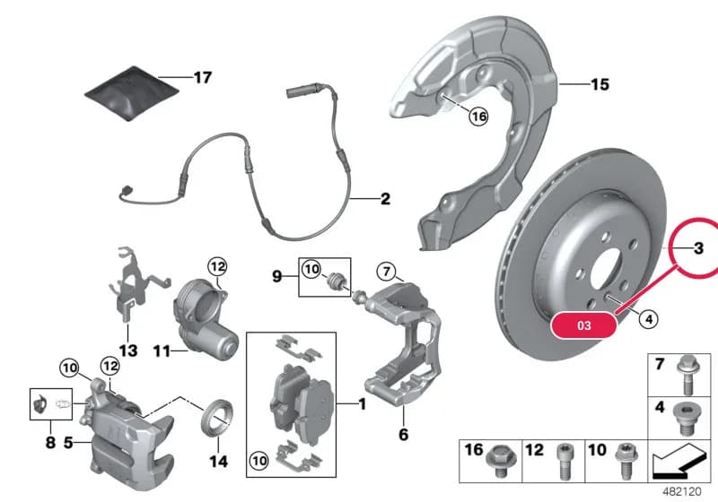 Brake disc, lightweight, ventilated — BMW 5 G38 — 34 Brakes › 34_2497 Rear wheel brake