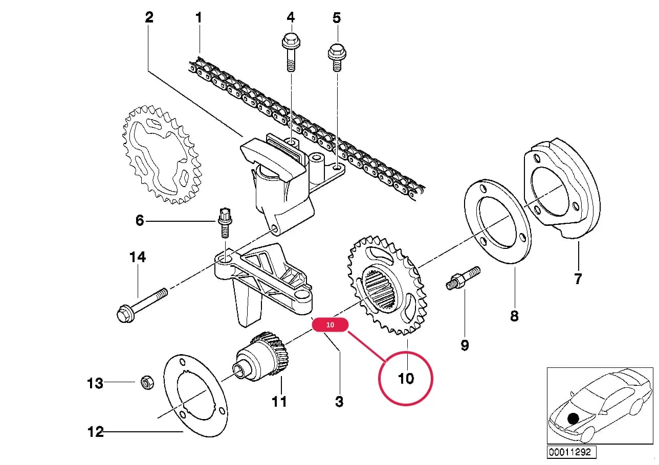 Sprocket — BMW Classic Z3 E36 — 11 Engine › 11_6210 Valve train,timing chain,upper/intake