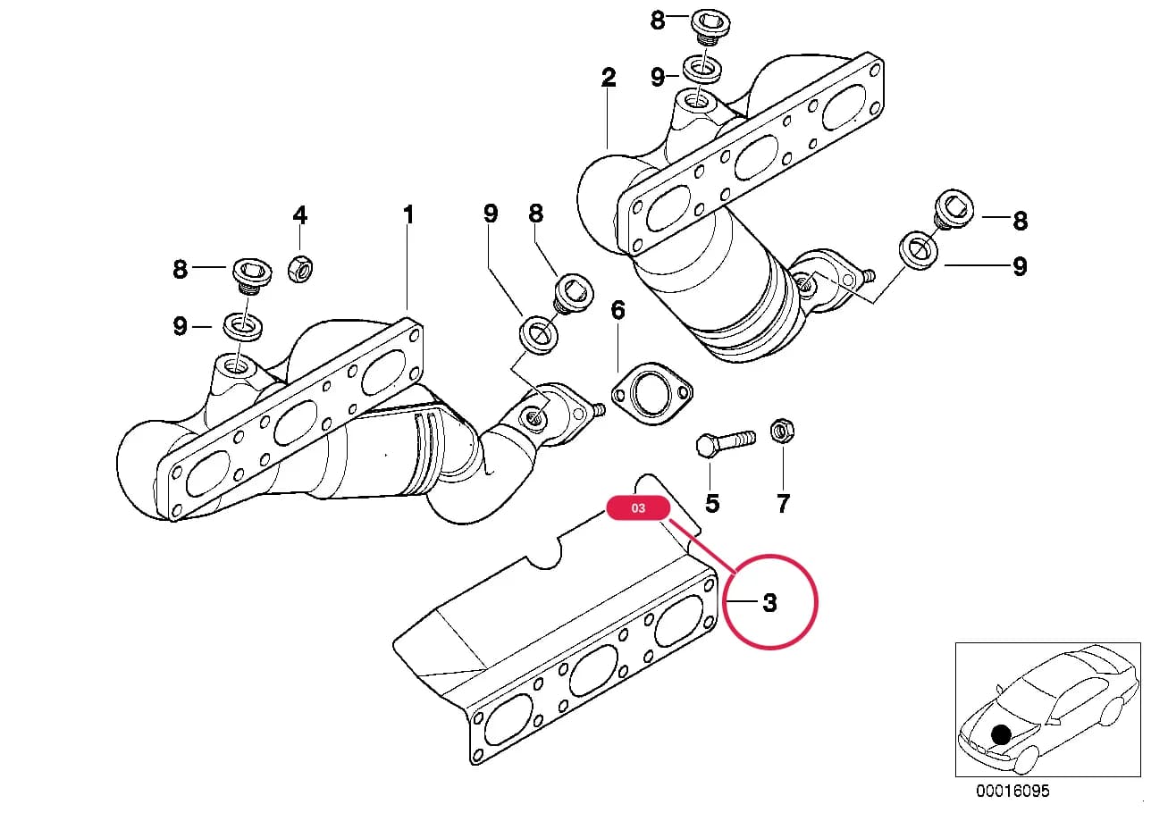 GASKET W/HEAT PROT.SHIELD ASBESTOSFREE — BMW Classic Z3 E36 — 11 Engine › 11_6218 Exhaust manifold with catalyst