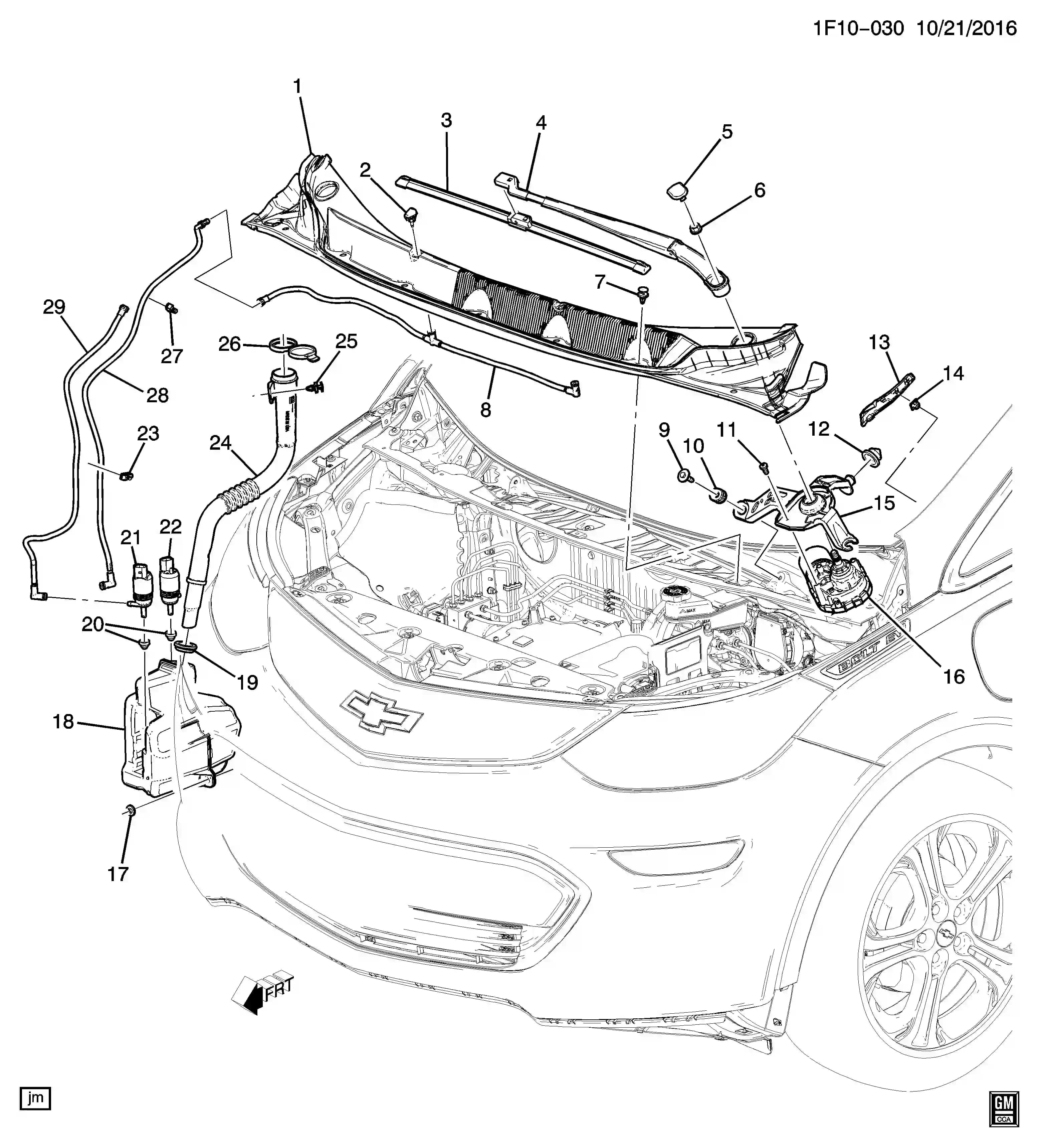 PANEL,AIR INL GRL(INCLS 2,8) — Bolt Bolt EV (2017–2023) — WIPER SYSTEM/WINDSHIELD