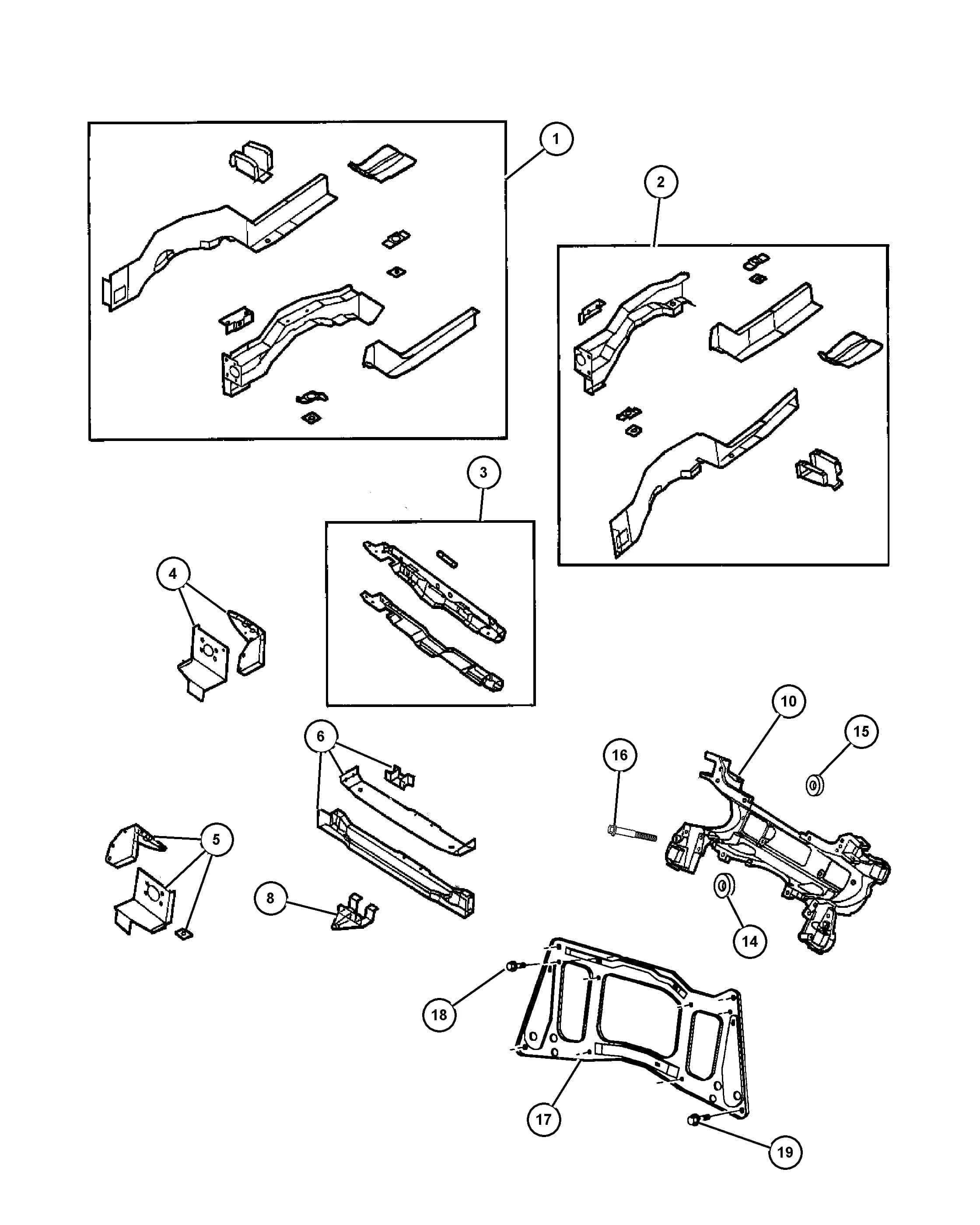 1999 NS - CARAVAN/ VOYAGER/ T&C/ LIMITED — 13 FRAMES AND BUMPERS › 01 133 FRAME, FRONT