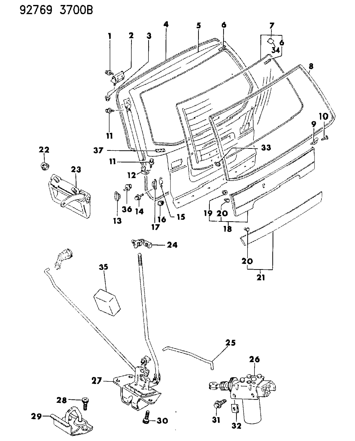 1993 I -IMPORT (CANADA) — 23A BODY - SHEET METAL       EXCEPT DOORS › 55 55 LIFTGATE AND GLASS, 35 VISTA, SUMMIT (CZ)