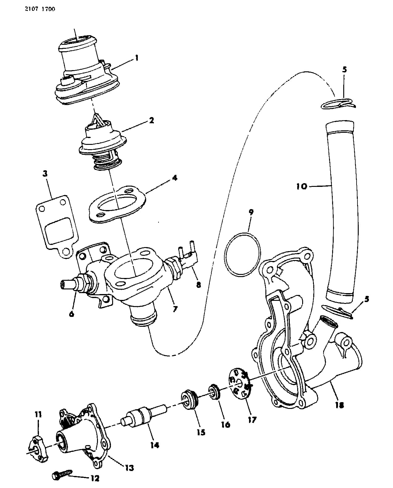 1982 P -PASSENGER (CANADA) — 7 COOLING › 17 17 WATER PUMP AND RELATED PARTS-M,Z - 1.7L ENG.