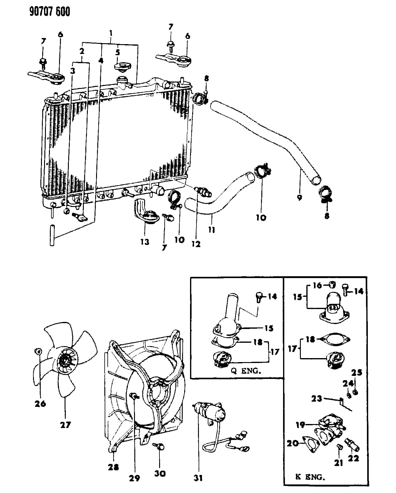 1990 I -IMPORT (CKD, EXPORT, MEXICO, US) — 7 COOLING › 06 6 RADIATOR AND RELATED PARTS, 24 COLT LC - 41 SUMMIT LC