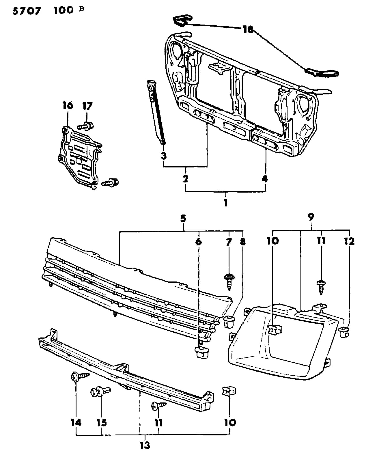 1985 I -IMPORT (CKD, EXPORT, MEXICO, US) (US) — 7 COOLING › 01 1 GRILLE AND RELATED PARTS, 24, 41, 44 FWD - COLT