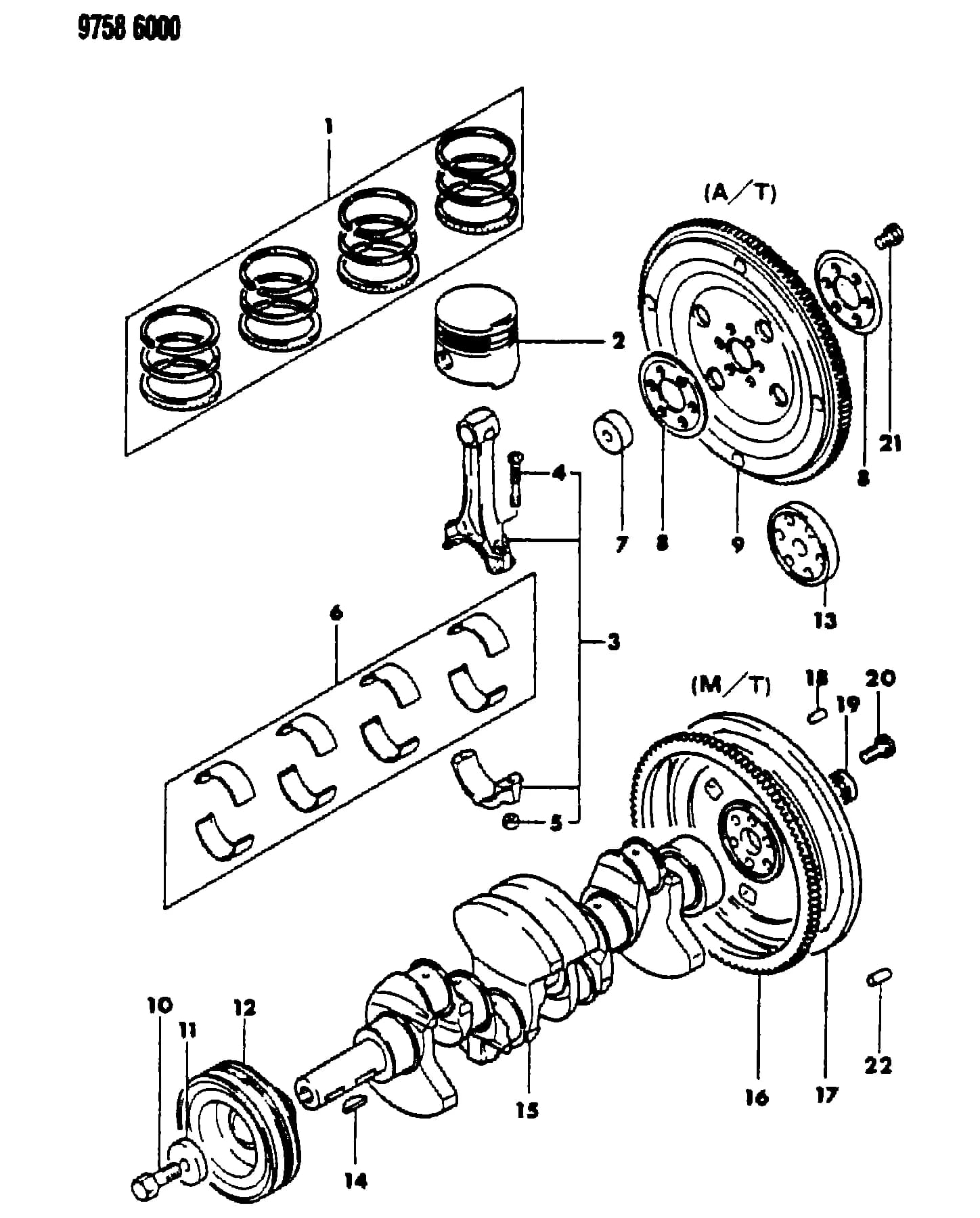 1989 I -IMPORT (CKD, EXPORT, MEXICO, US) — 9A ENGINE, 4 CYLINDER › 76 76 CRANKSHAFT & PISTONS, 24RWD,27, 2.6 L ENGINE