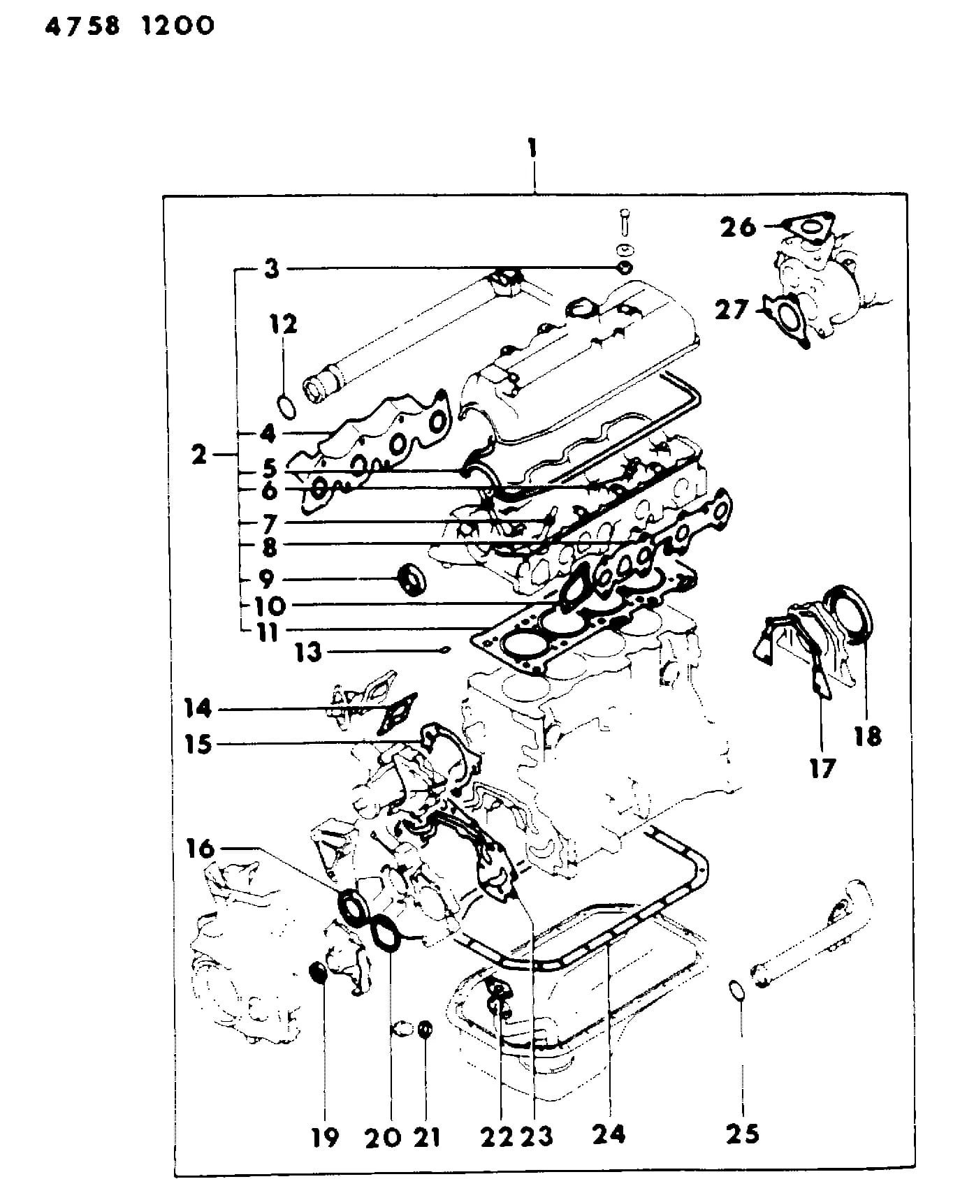 1984 I -IMPORT (CKD, EXPORT, MEXICO, US) (MEXICO) — 9A ENGINE, 4 CYLINDER › 12 12 ENGINE GASKET SET - K ENGINE (24F,44)