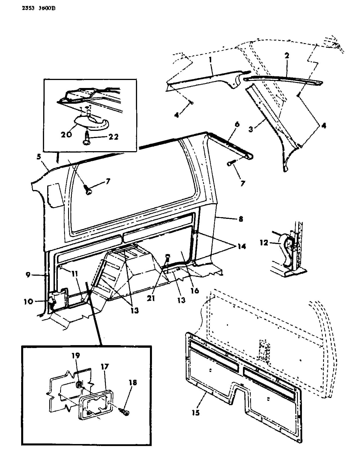 1982 T -TRUCK (CANADA) — IT INTERIOR TRIM › 42 42 PANELS , UPPER AND LOWER REAR TRIM, AD - AW