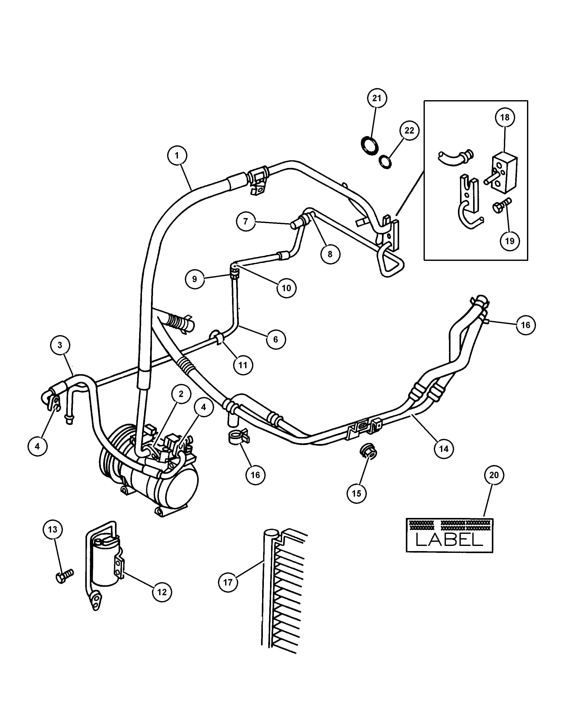 1999 NS - CARAVAN/ VOYAGER/ T&C/ LIMITED — 24 AIR CONDITIONING & HEATER › 05 210 PLUMBING, AIR CONDITIONING AND HEATER 2.4L Engine