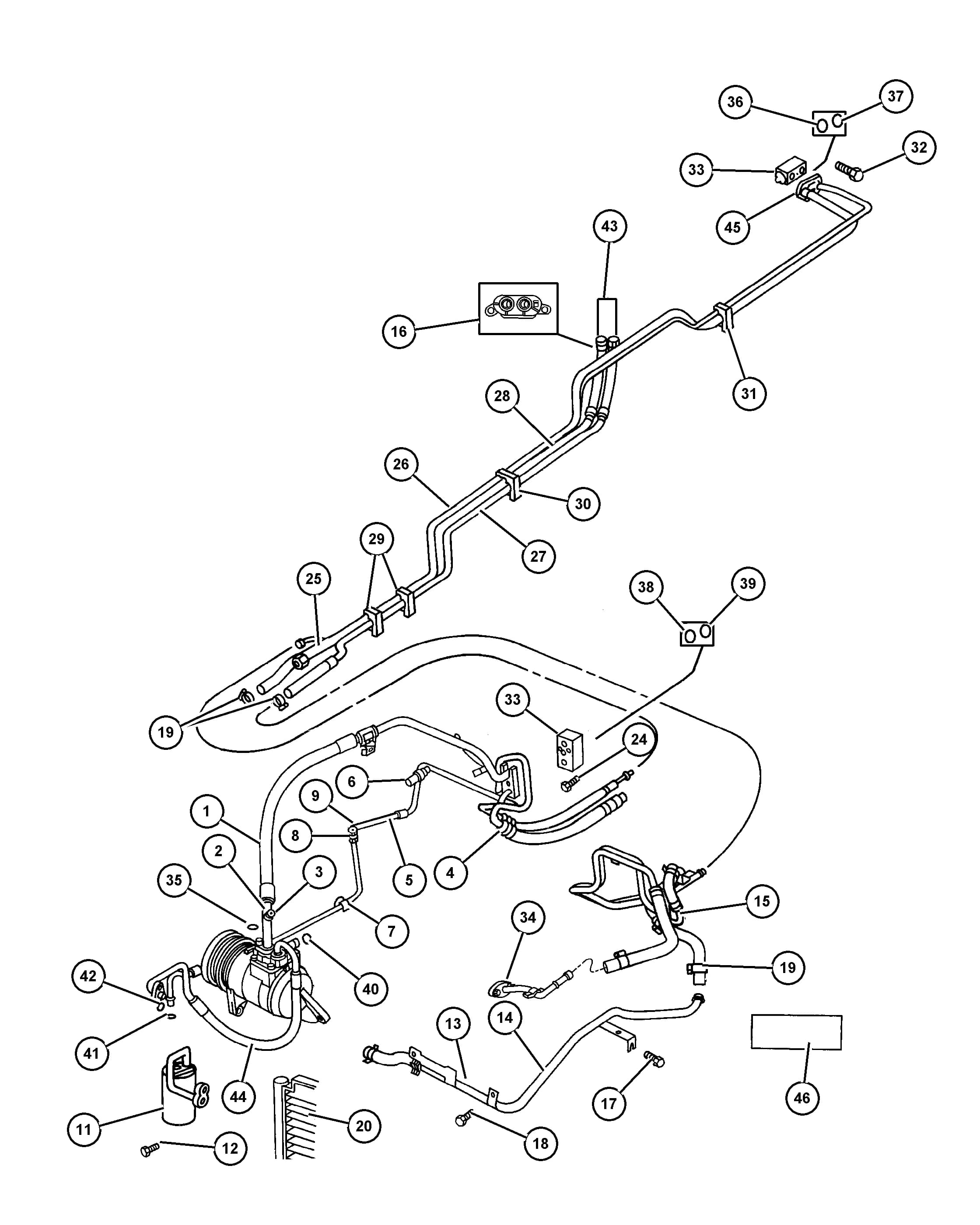 1999 NS - CARAVAN/ VOYAGER/ T&C/ LIMITED — 24 AIR CONDITIONING & HEATER › 08 232 PLUMBING, AIR CONDITIONING AND HEATER, FRONT AND REAR