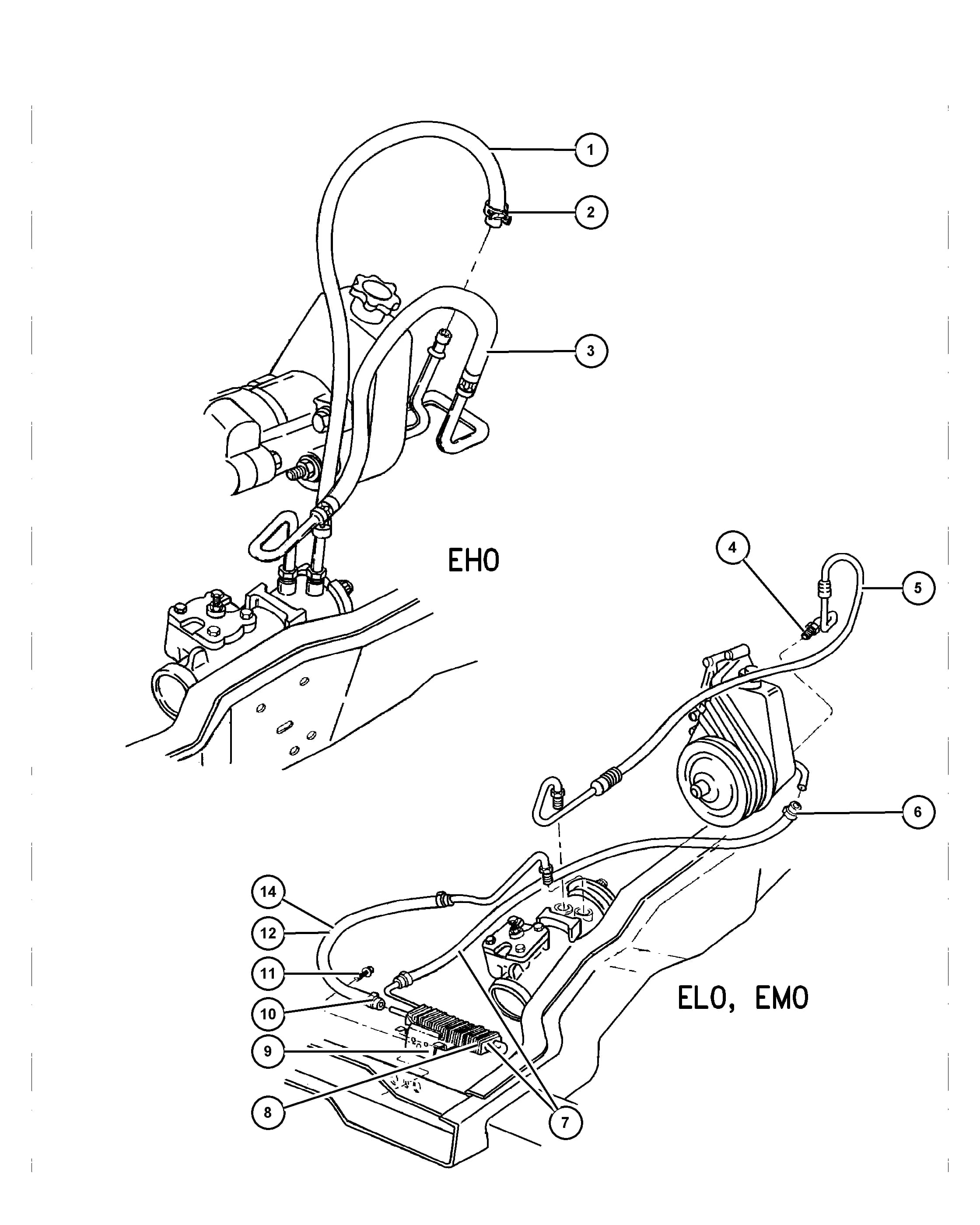 1998 BT - REGULAR CAB PICK-UP (MEX) (CKD, EXPORT, MEXICO) — 19 STEERING › 08 710 HOSES,POWER STEERING,3.9L [EH0],5.2L [EL0] AND 5.9L [EM0]