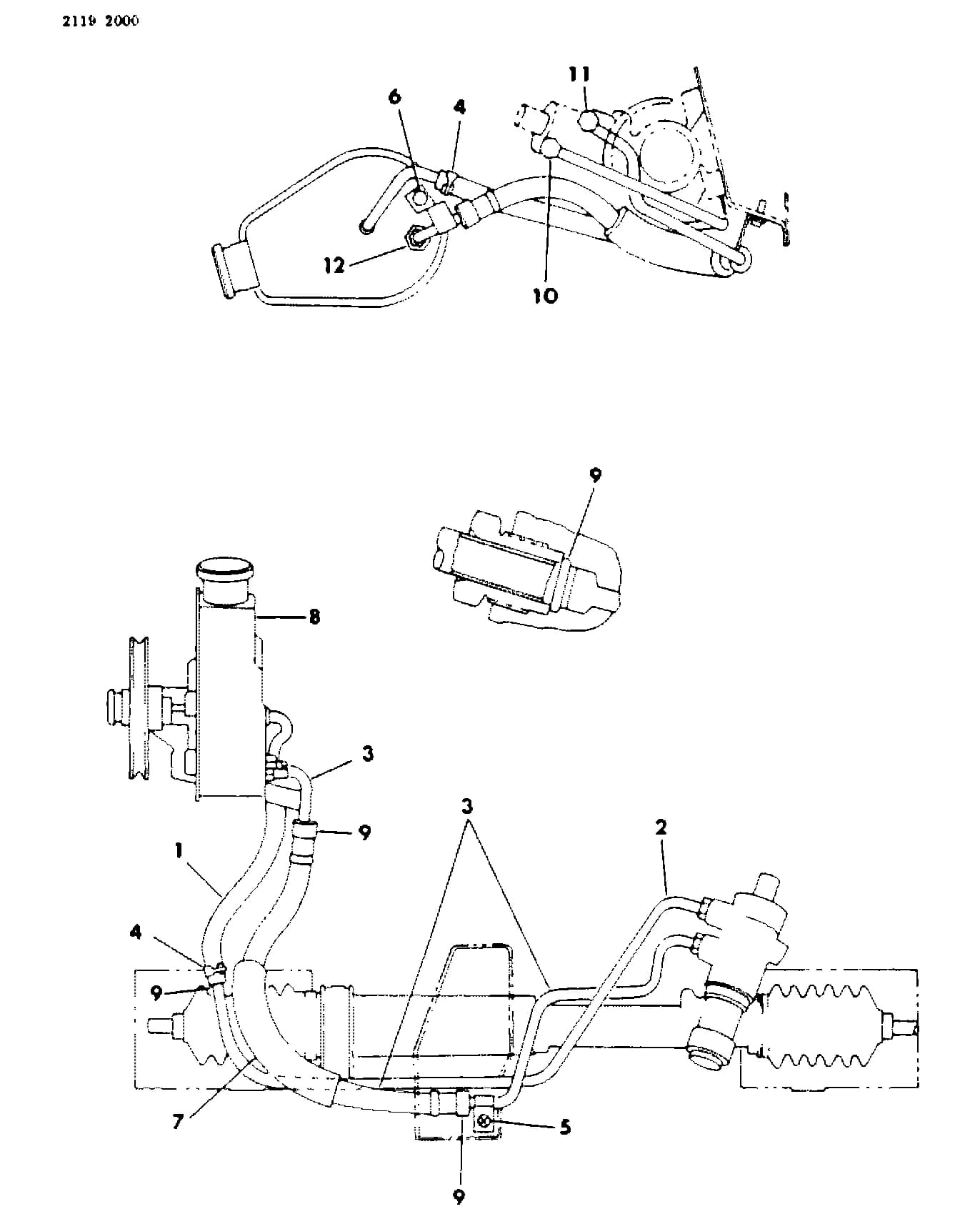 1982 P -PASSENGER (CANADA) — 19 STEERING › 19 19 POWER STEERING PUMP HOSE CHART, M,Z,P,D,V,C