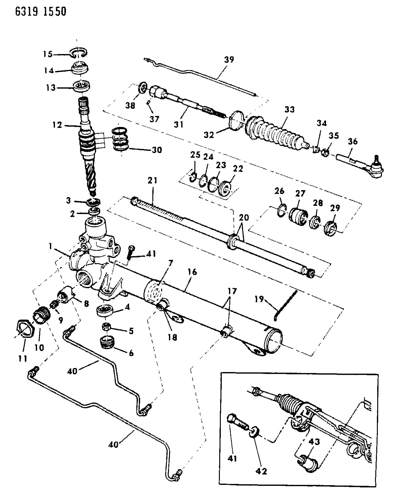 HORIZONTAL SOCKET, W/1" DIA. HOLE (ALSO SEE PKG. 4147356 W/9/16" DIA. HOLE) — 1986 T -TRUCK (CKD, EXPORT, MEXICO, US) — 19 STEERING › 20 20 GEAR, RACK & PINION POWER (TRW), AND ATTACHING PARTS, N1