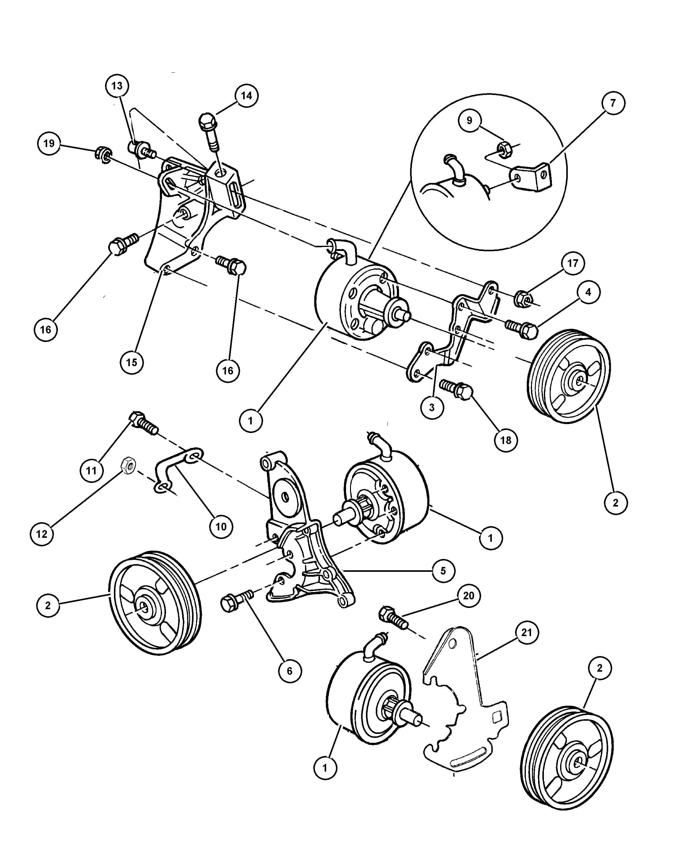 1997 GS - VOYAGER (GRAZ) (CKD, EXPORT, MEXICO, US) — 19 STEERING › 05 535 PUMP ASSEMBLY AND MOUNTING