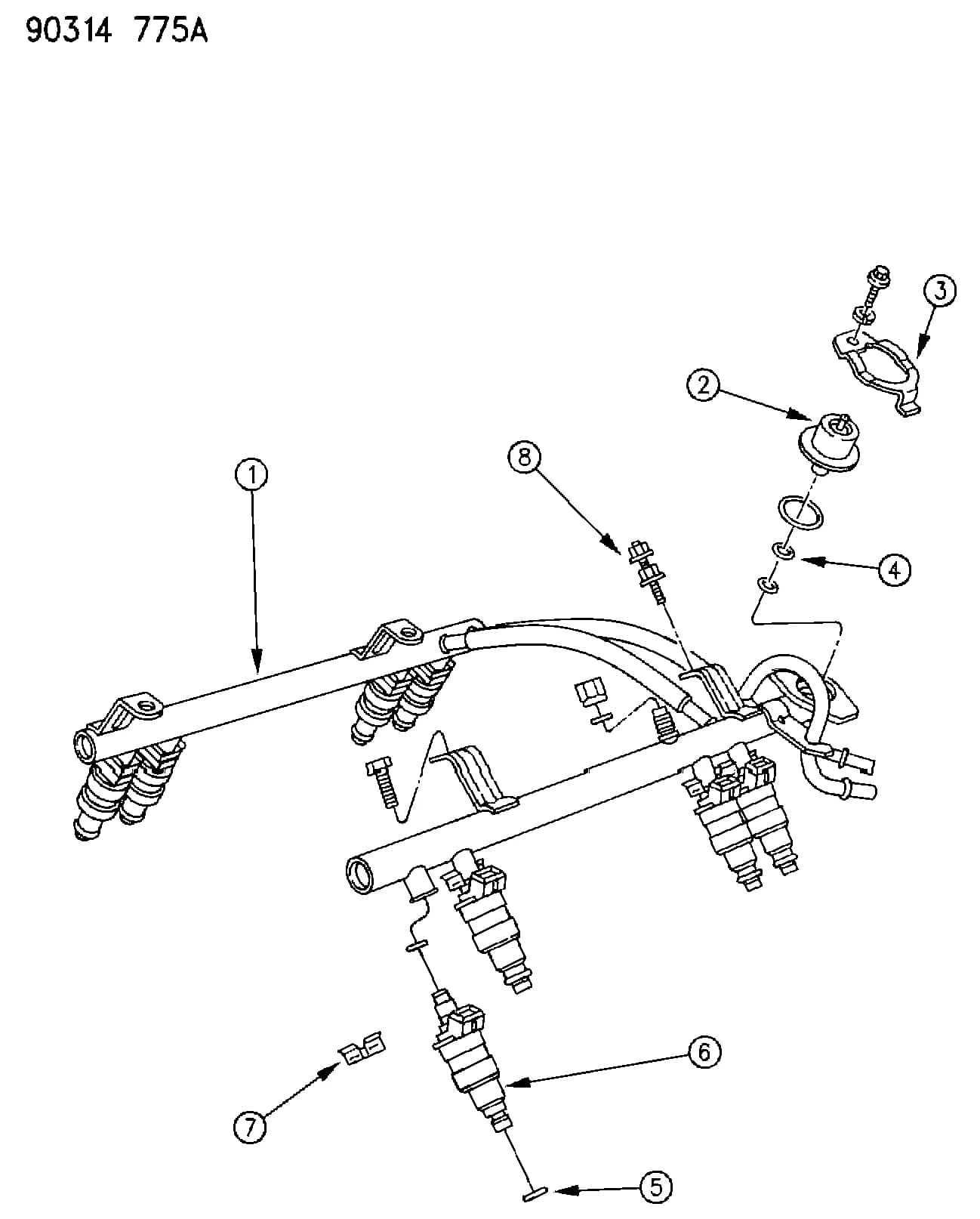 1991 T -TRUCK — 14 FUEL › 09 9 FUEL RAIL, 3.9L AND 5.2L AND 5.9L ENGINE, B,N,D BODY