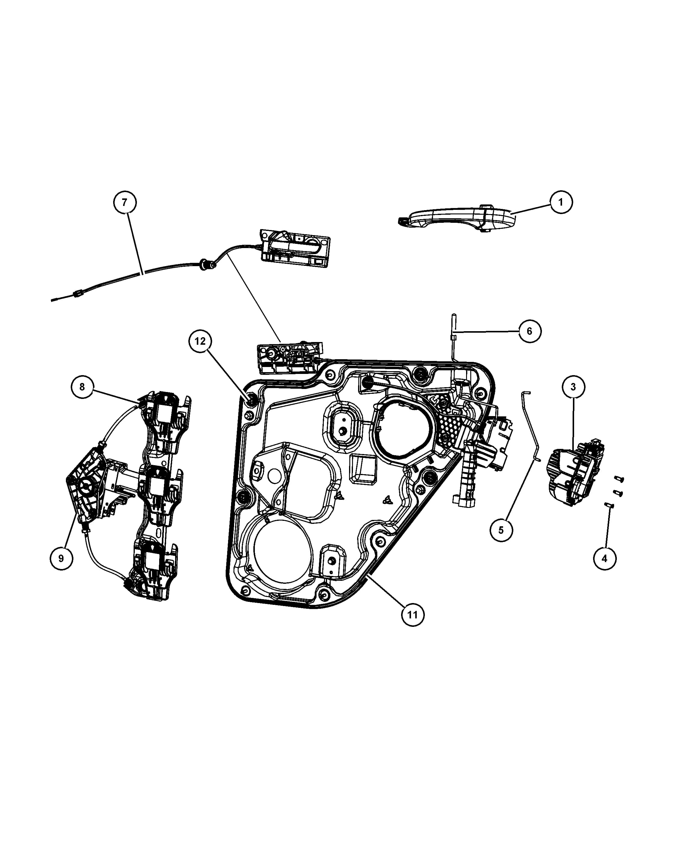 RIGHT   [MNC: Bright Door Handles] — 2017 W2 - GRAND CHEROKEE (CKD) (CKD, EXPORT, MEXICO) — 30 DOORS, DOOR MIRRORS AND RELATED PARTS › 05 225 REAR DOOR, HARDWARE COMPONENTS