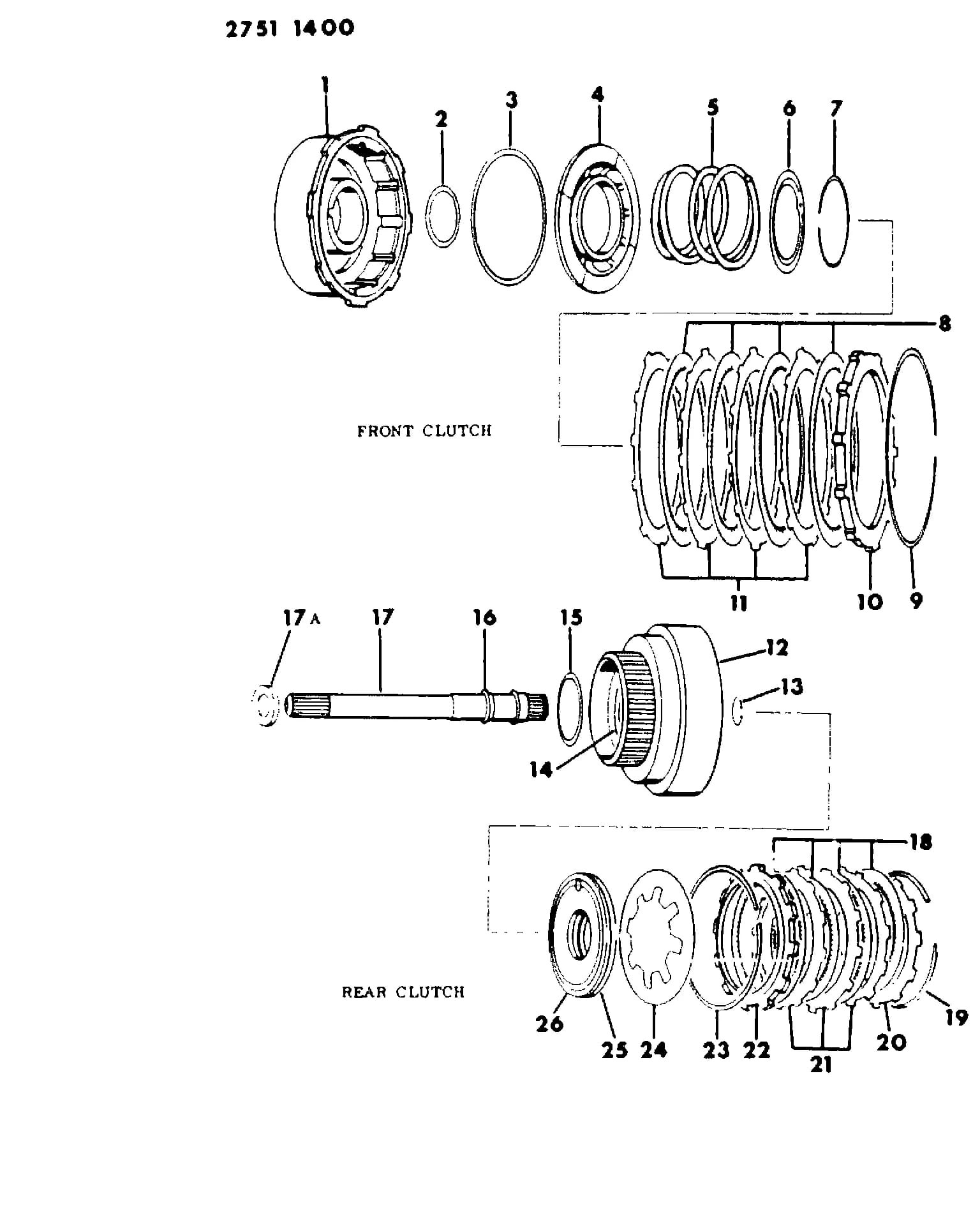 1982 I -IMPORT (US) — 21A TRANSMISSION - AUTOMATIC › 14 14 AUTO TRANS CLUTCH - FRONT & REAR GEAR TRAIN, MDL 23 & PICKUP