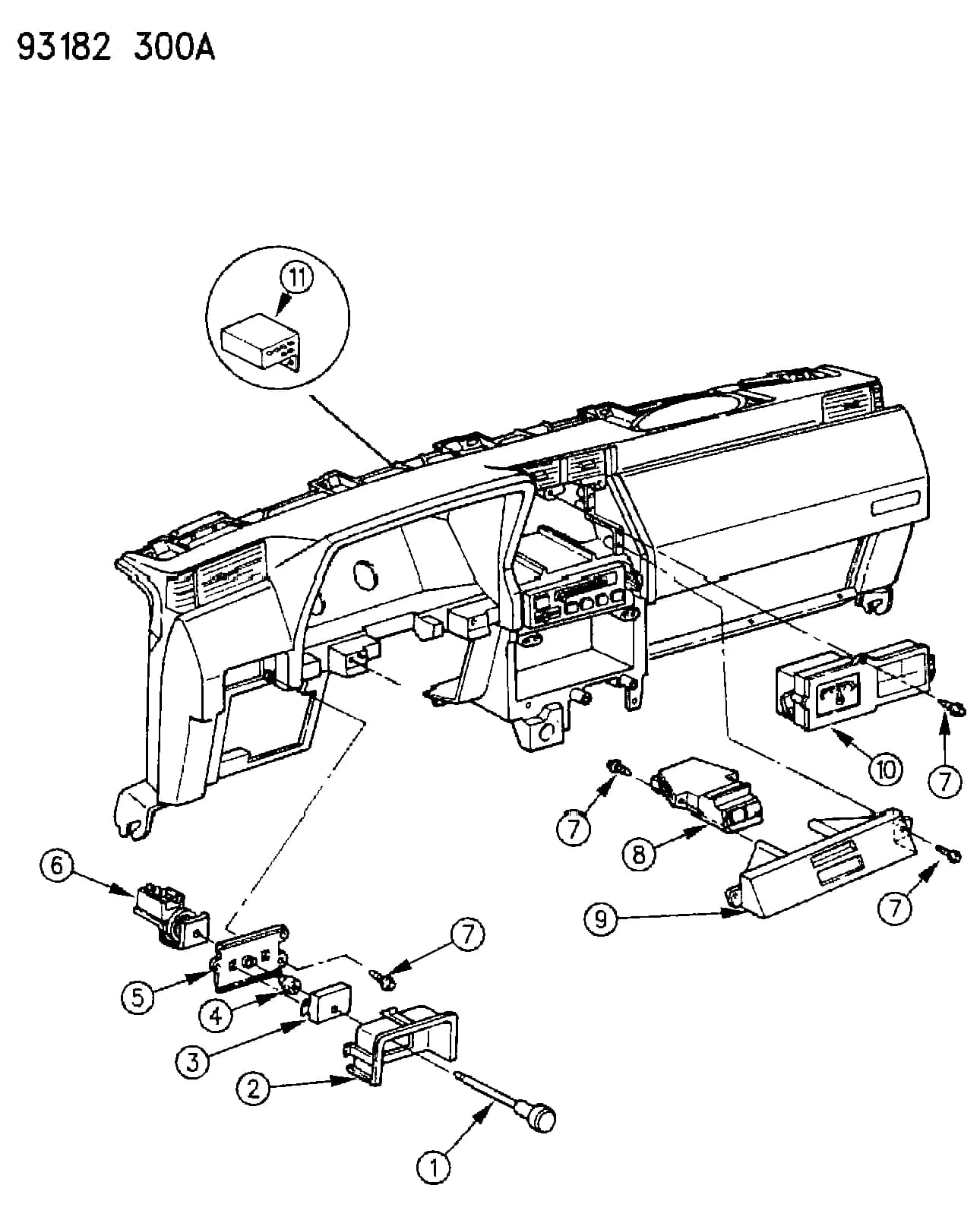 1993 P -PASSENGER (MEXICO) — 8A ELECTRICAL - INSTRUMENT PANEL AND C › 03 3 INSTRUMENT PANEL, CONTROLS AND SWITCHES, P BODY