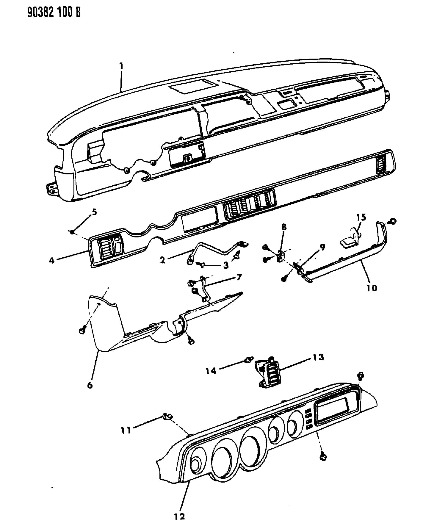 1991 T -TRUCK — 8A ELECTRICAL - INSTRUMENT  PANEL AND CONSOLE › 01 1 INSTRUMENT PANEL, PANEL--BEZELS, B,T