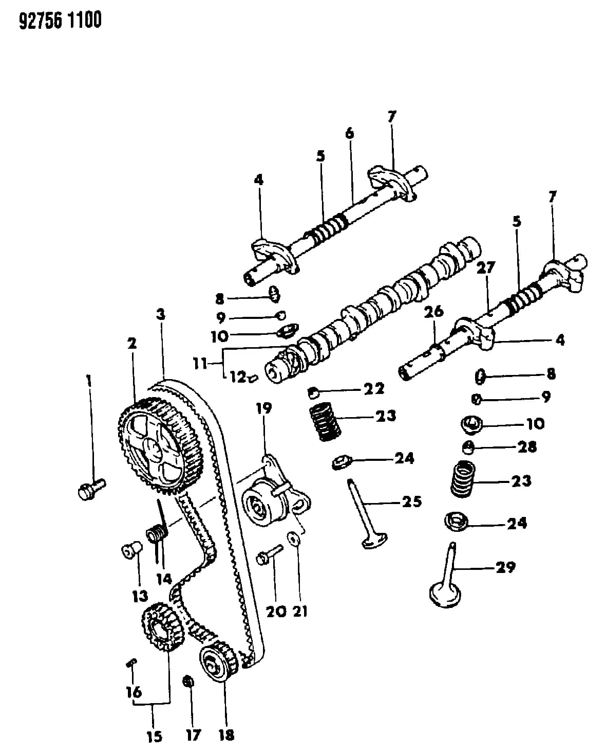1993 I -IMPORT (CKD, EXPORT, MEXICO, US) — 9B ENGINE, 2.0L › 18 18 CAMSHAFT AND VALVES, 2.0L ENGINE, SOHC 1992