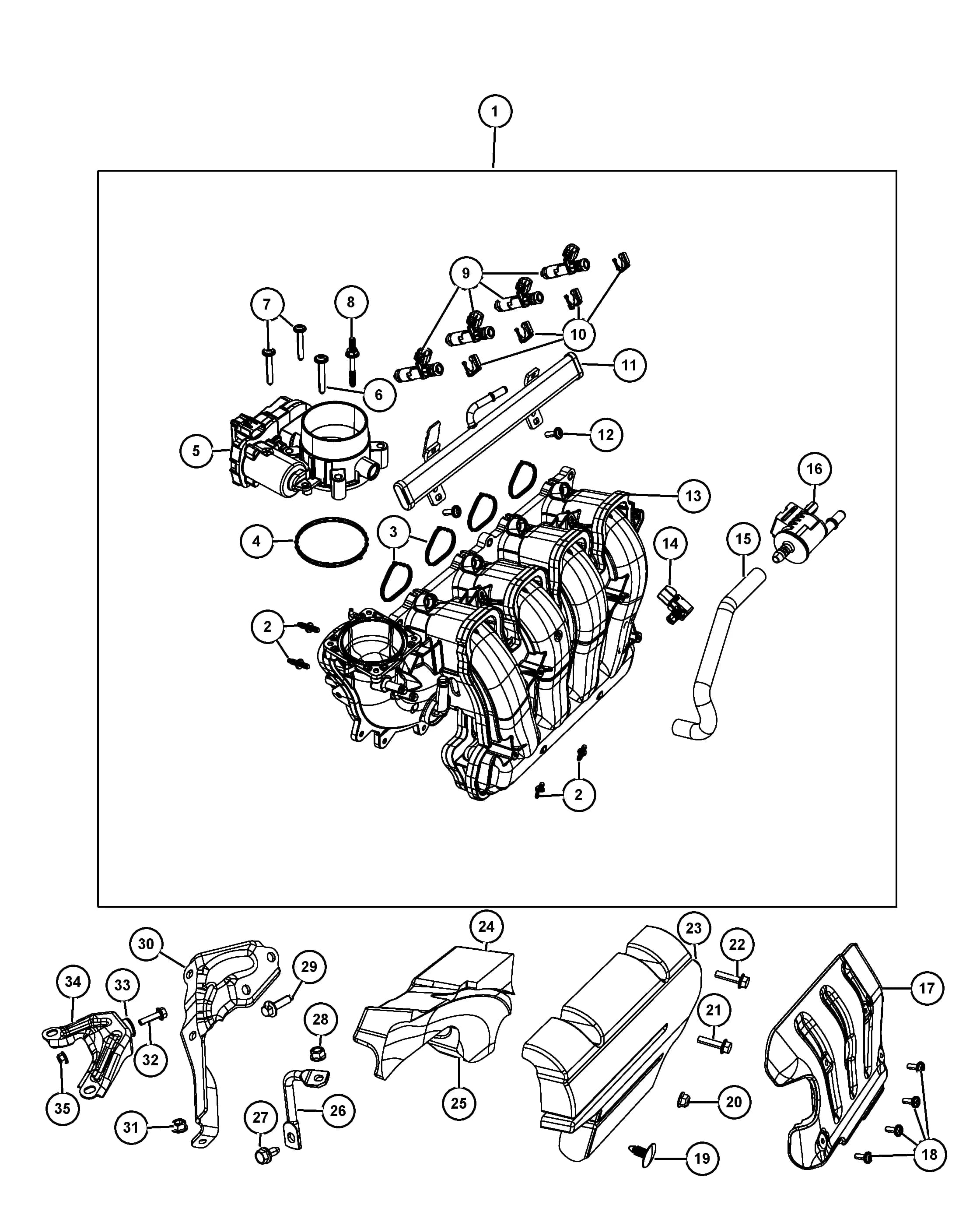 2017 KL - JEEP CHEROKEE — 9ED8 2.4L GAS; ENGINE › 19 1025 INTAKE MANIFOLD 2.4L [ED8]