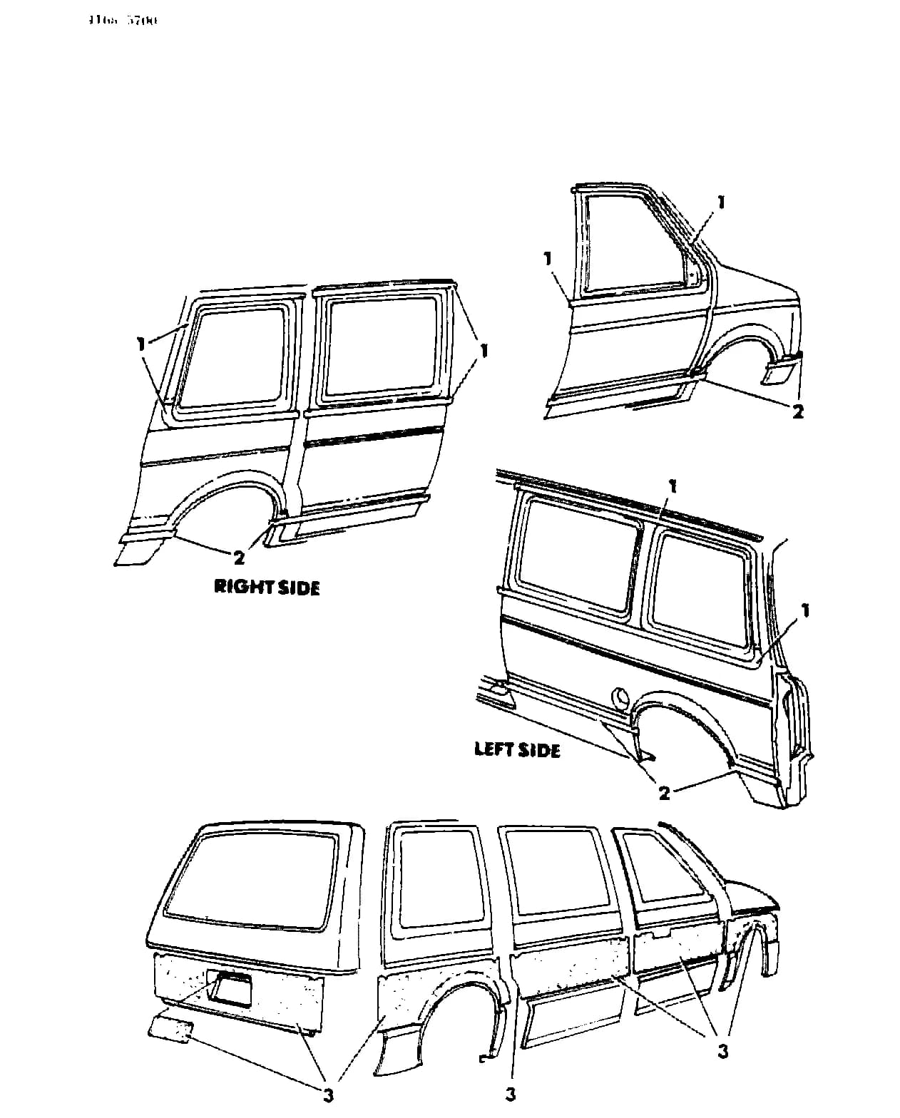 1984 P -PASSENGER (CANADA) — 23 BODY - EXT. ORNAMENTATION › 57 57 TAPE STRIPES AND DECALS - EXTERIOR VIEW, DODGE CARAVAN WAGON