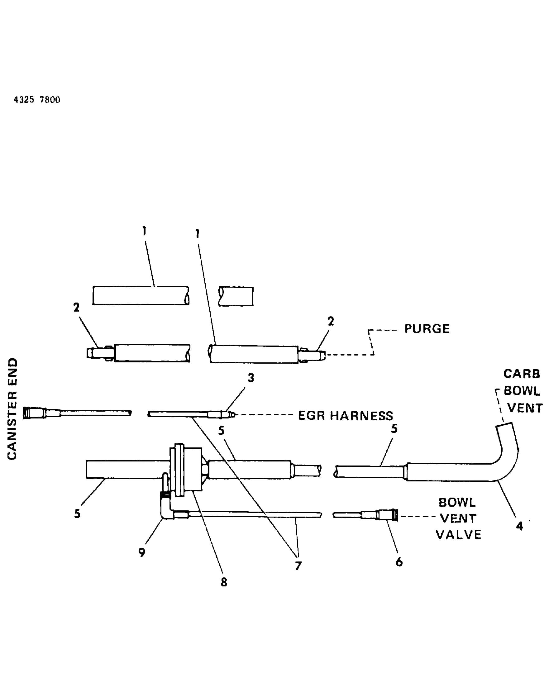 1985 T -TRUCK (CANADA) — 25 EMISSION SYSTEMS › 84 84 VAPOR CANISTER HOSE HARNESS - DUAL CANISTER, 360 ENG. 1985, B MODEL