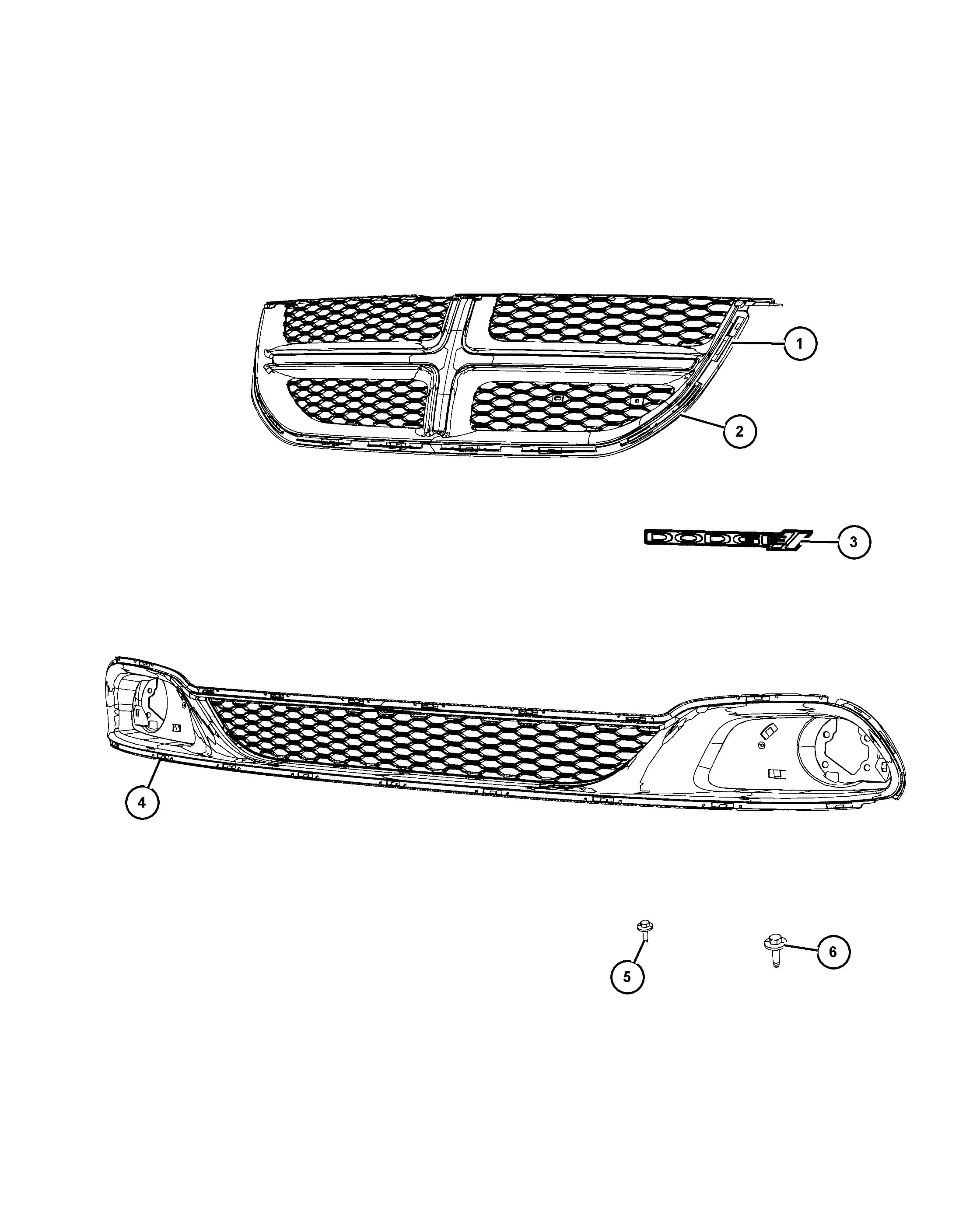 [X8W: Front Fascias Parts Module], [MLA: Body Color Fascias], [MFM: Black/Bright Grille] — 2017 RT - CARAVAN /  TOWN & COUNTRY — 40 EXTERIOR ORNAMENTATION › 04 405 GRILLES