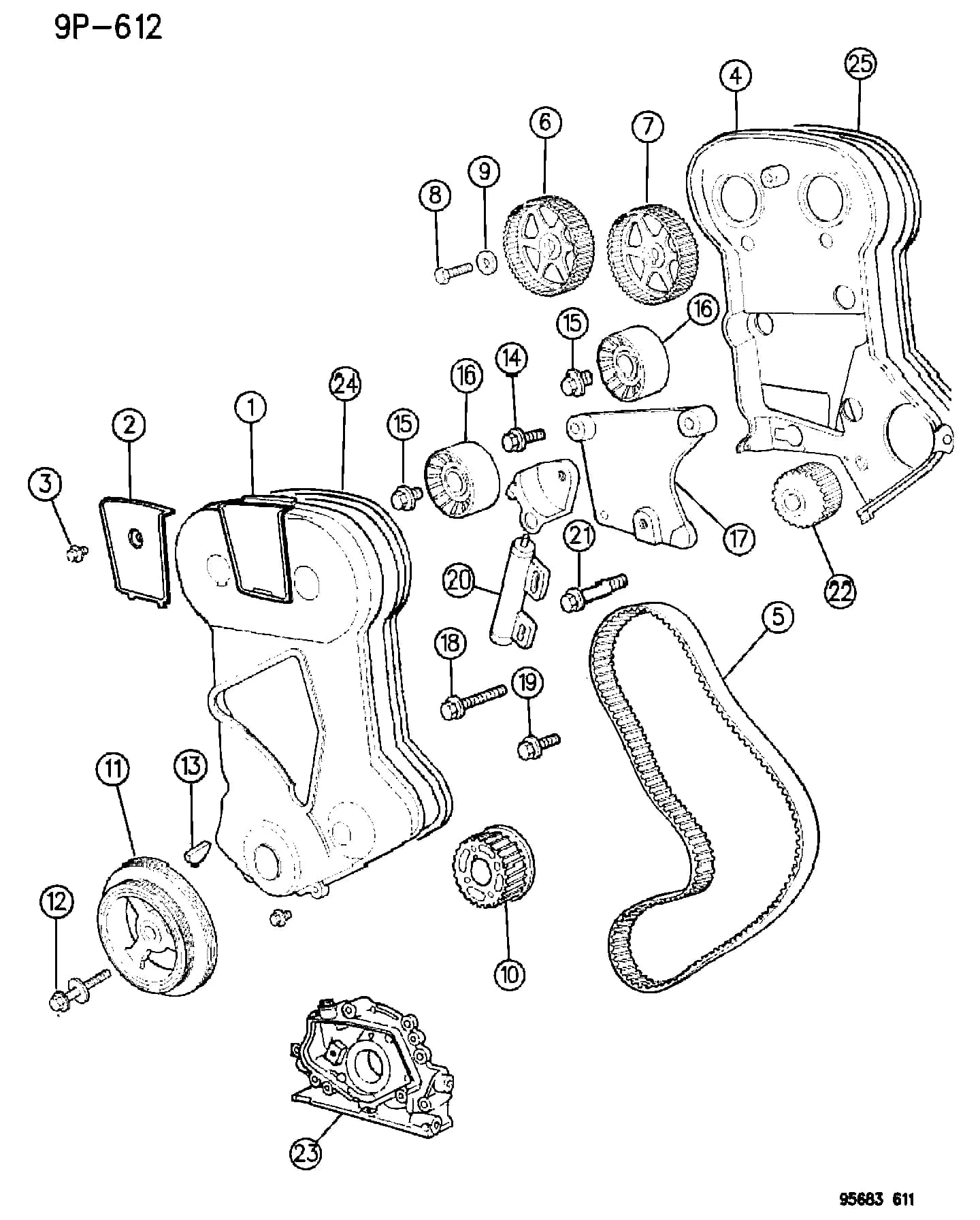 PULLEY, IDLER *** — 1995 P -PASSENGER — 9P ENGINE, 4 CYLINDER (2.0L) › 12 12 TIMING BELT, COVER, AND BALANCE SHAFT, 2.0L ENGINE DOHC RE, ECC ENGINE