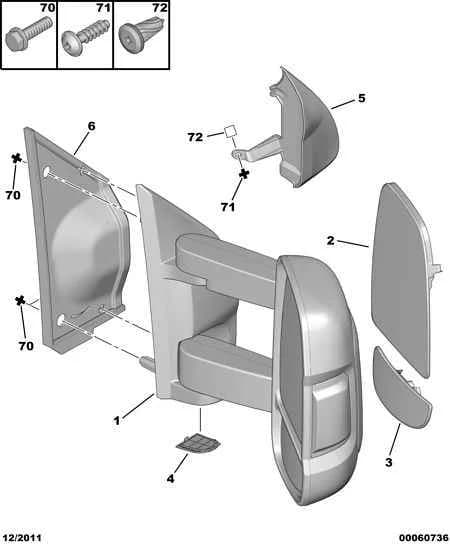 PASSENGER DOOR MIRROR, LEFT, SEE A, Replaced by 6216 E0 — functions — rear view mirrors › OUTSIDE REAR VIEW MIRROR PASSENGER SIDE