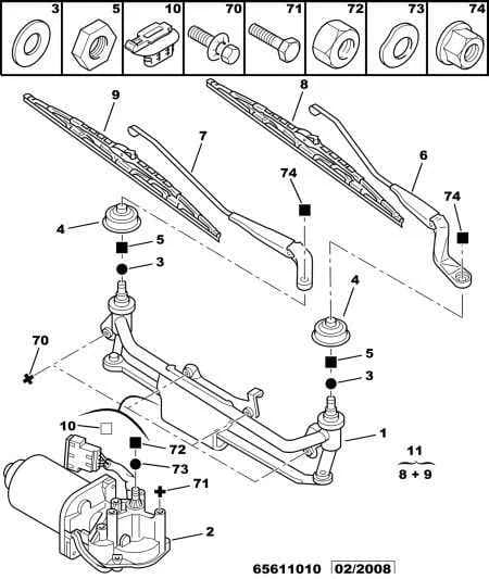 WINDSCREEN WIPER BLADE, LONG 700, Replaced by 6423 K7 — functions — wipe › WINDSCREEN WIPER MOTOR - CONROD ASSY