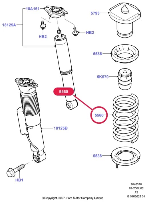 Spring - Rear; 13; Blue / Grey / White; With Police Suspension; With SVO Application/Label — 2 Chassis — 20403 Chassis.Springs/Struts & Shock Absorbers › 2040310 Rear Springs And Shock Absorbers