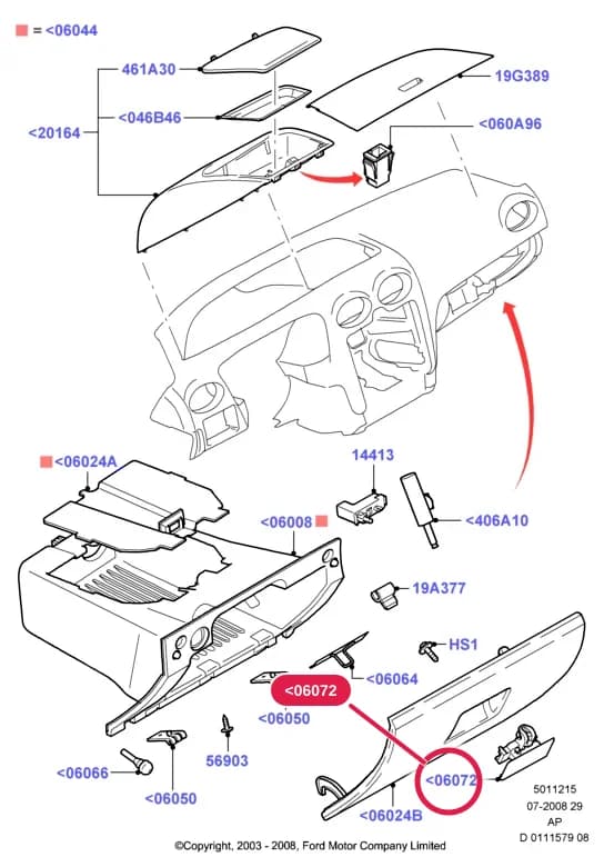 Lock Assy; Ebony; 5 Door UAV — 5 Body And Paint — 50112 Body And Paint.Instrument Panel And Console › 5011215 Glove Box