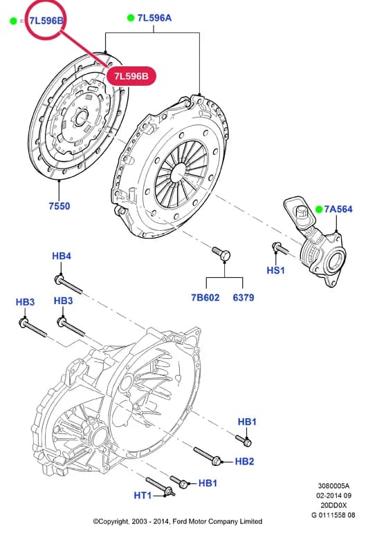 Kit - Clutch Repair; C-MAX 2007-2010 — 3 Powertrain — 30800 Powertrain.Clutch › 3080005A Clutch; 2.0 DI Diesel; S-Max/Galaxy 2006-2015; Mondeo 2007-2014; Focus Cabriolet 2006-2010; Focus 04-08/Focus C-MAX 03-07; C-MAX 2007-2010; Focus 2008-; Kuga 2008-2012; 2.0L Duratorq-TDCi