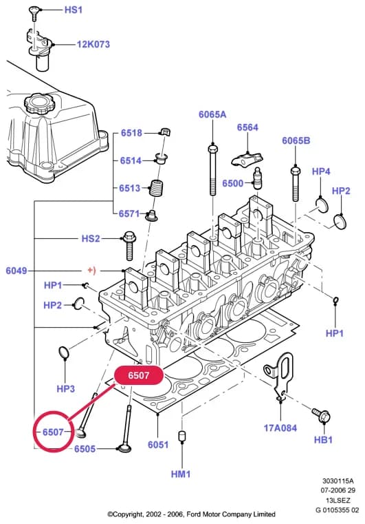 Valve - Inlet; (Fiesta/Fusion 2002 1.3L Duratec 8V EFI (70PS) - Rocam OR Fiesta/Fusion 2002 1.3L Duratec 8V EFI (60PS) - Rocam) — 3 Powertrain — 30301 Powertrain.Engine/Block, Heads & Manifolds › 3030115A Cylinder Head; Zetec Rocam 1.3 SOHC; Fiesta/Fusion 2002; Ka 1996-2008; Ikon; Bantam