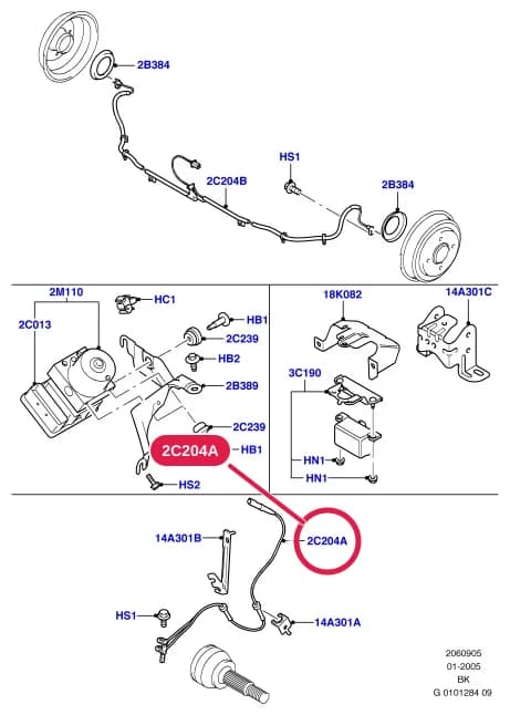 Sensor Asy – Brake Anti Lock; Front; 5 Door UAV — 2 Chassis — 20609 Chassis.Anti-Lock Braking System › 2060905 Anti-Lock Braking System