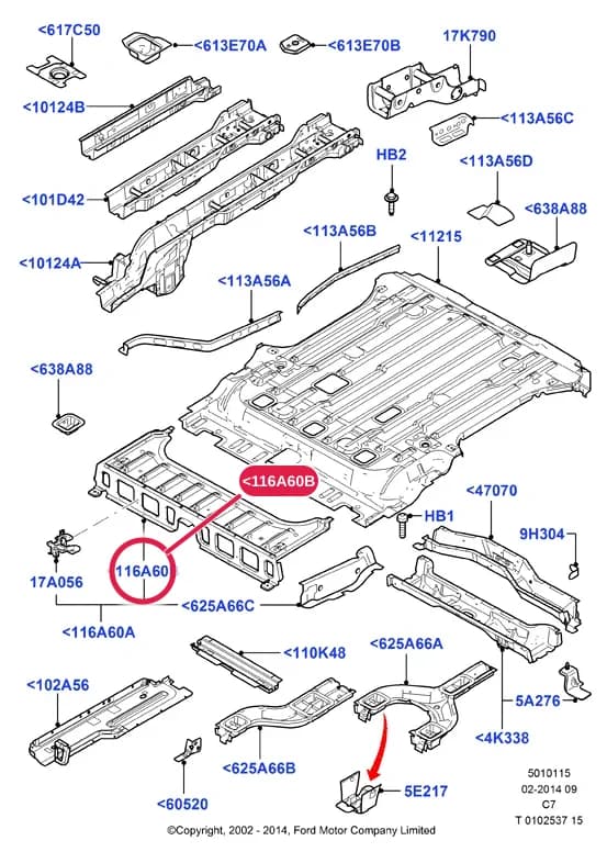5 Body And Paint — 50101 Body And Paint.Body Less Front End & Closures › 5010115 Floor Pan - Centre And Rear