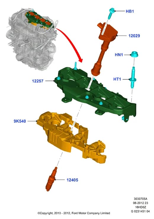 Stud; M6 X 16MM + M6 X 23MM; Fiesta 2012- — 3 Powertrain — 30307 Powertrain.Engine Ignition › 3030705A Ignition Coil And Wires/Spark Plugs; 1.6 Sigma GTDI; S-Max/Galaxy 2006-2015; Mondeo 2007-2014; C-Max 2010-2015; Focus 2011-2015; Fiesta 2012-; Transit/Tourneo Connect 2013-; 1.6L EcoBoost SCTi