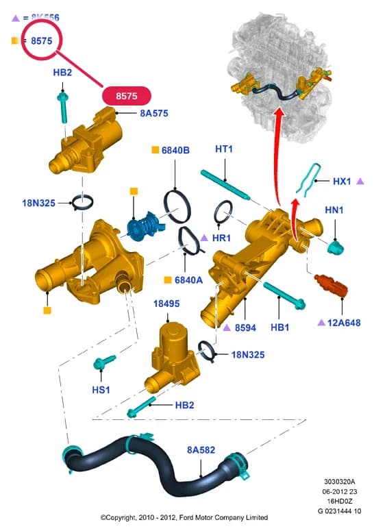 3 Powertrain — 30303 Powertrain.Engine Cooling › 3030320A Thermostat/Housing & Related Parts; 1.6 Sigma GTDI; S-Max/Galaxy 2006-2015; Mondeo 2007-2014; C-Max 2010-2015; Focus 2011-2015; Fiesta 2012-; Transit/Tourneo Connect 2013-; 1.6L EcoBoost SCTi