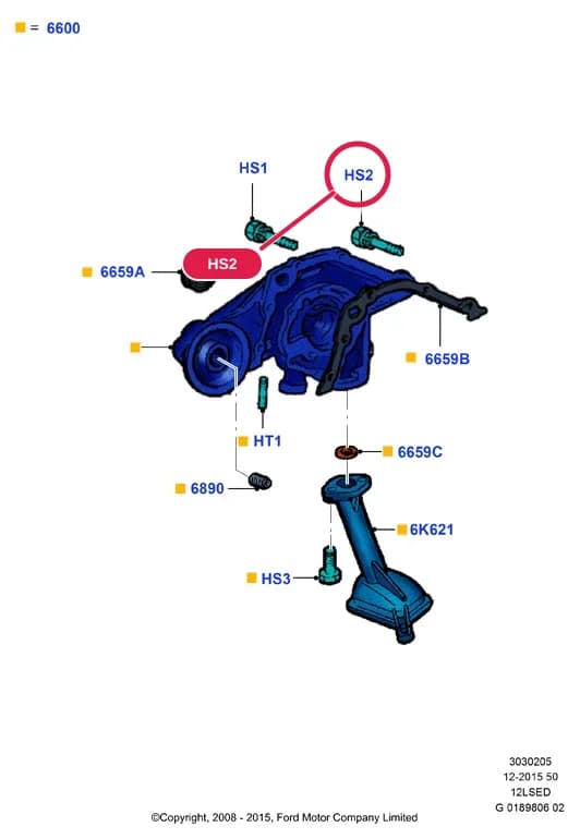 Screw; M6 x 32MM; Ka 2008- — 3 Powertrain — 30302 Powertrain.Engine Lubrication › 3030205 Oil Pump